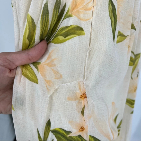 Farm Rio Cream Floral Boho V Neck Tie Back Adjustable Halter Maxi Dress Gown M - Picture 10 of 12